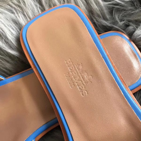 HERM Oran Sandals In Blue Swift Leather