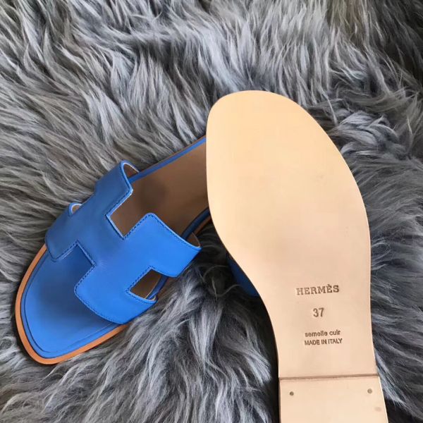 HERM Oran Sandals In Blue Swift Leather