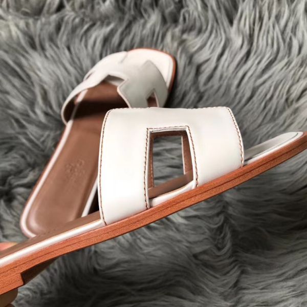 HERM Oran Sandals In White Swift Leather