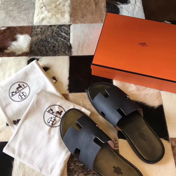 HERM Izmir Sandals In Black Clemence Leather