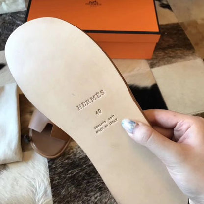 HERM Izmir Sandals In Brown Epsom Leather