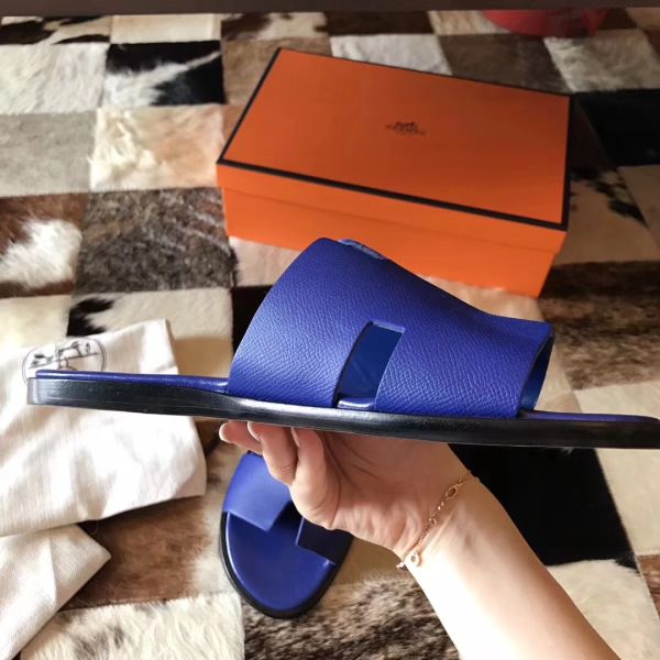 HERM Izmir Sandals In Electric Blue Epsom Leather