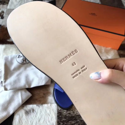 HERM Izmir Sandals In Electric Blue Epsom Leather