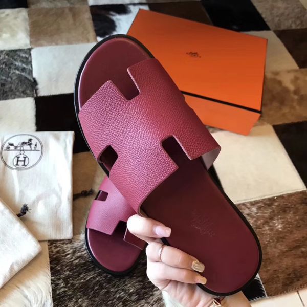 HERM Izmir Sandals In Fuchsia Epsom Leather