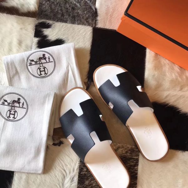 HERM Izmir Sandals In Black Epsom Leather