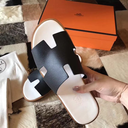 HERM Izmir Sandals In Black Epsom Leather