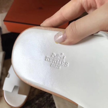 HERM Izmir Sandals In White Epsom Leather