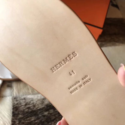 HERM Izmir Sandals In White Epsom Leather