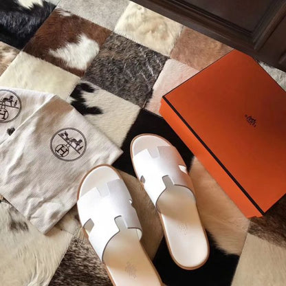 HERM Izmir Sandals In White Epsom Leather