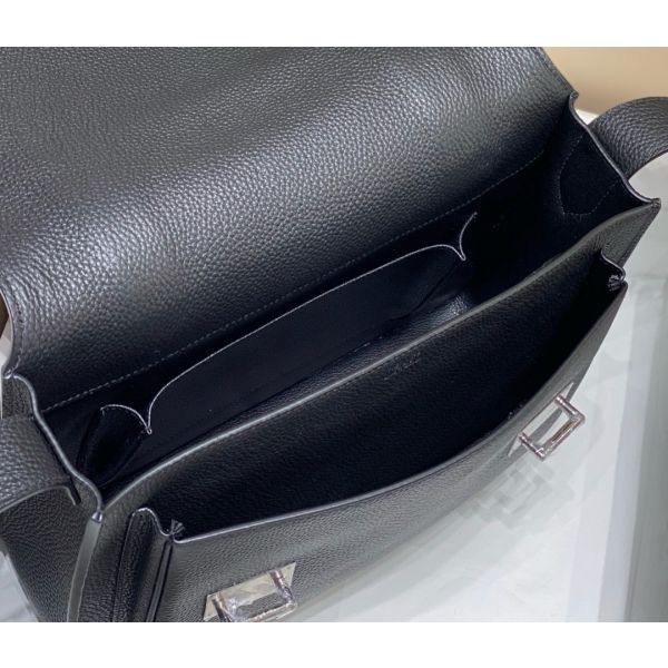 HERM Steve 30 Messenger Bag in Black Clemence Leather