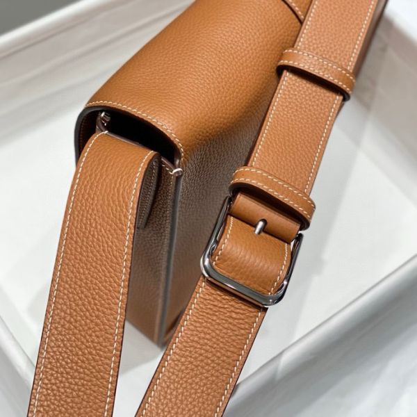 HERM Steve Light Junior Messenger Bag in Gold Clemence Leather