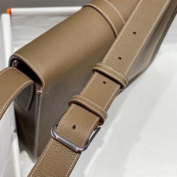 HERM Steve Light Junior Messenger Bag in Taupe Clemence Leather