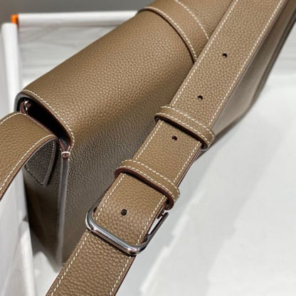 HERM Steve Light Junior Messenger Bag in Taupe Clemence Leather