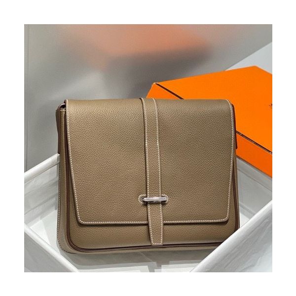 HERM Steve Light Junior Messenger Bag in Taupe Clemence Leather