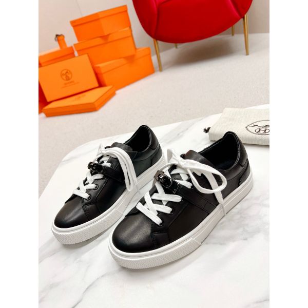 HERM Men's Day Sneakers in Black Leather