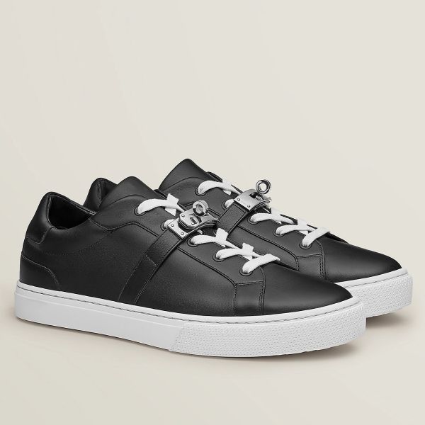 HERM Men's Day Sneakers in Black Leather