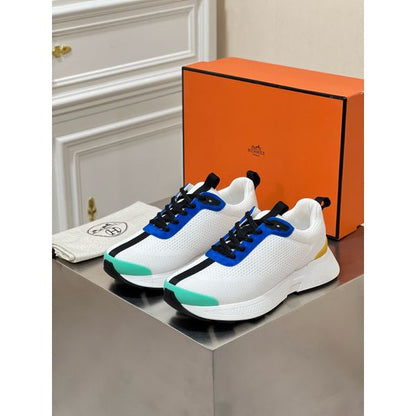 HERM Heros Sneakers in White Knit and Blue Suede