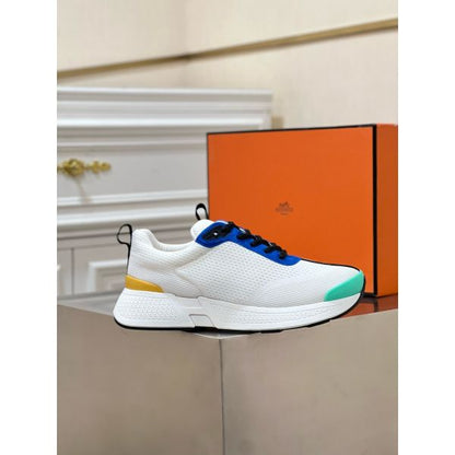 HERM Heros Sneakers in White Knit and Blue Suede