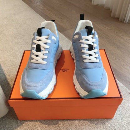 HERM Men's Impulse Sneakers in Blue Fabric and Leather