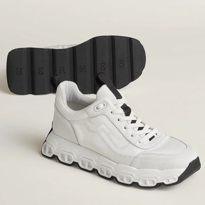 HERM Men's Impulse Sneakers in White Fabric and Leather