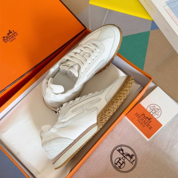 HERM Men's Jet Sneakers in White Nappa Leather