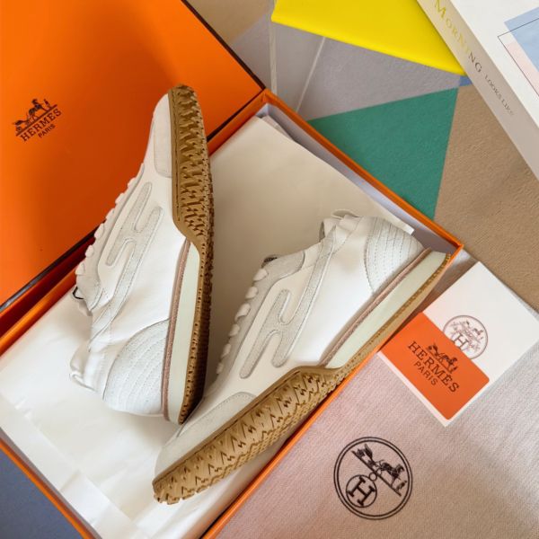 HERM Men's Jet Sneakers in White Nappa Leather