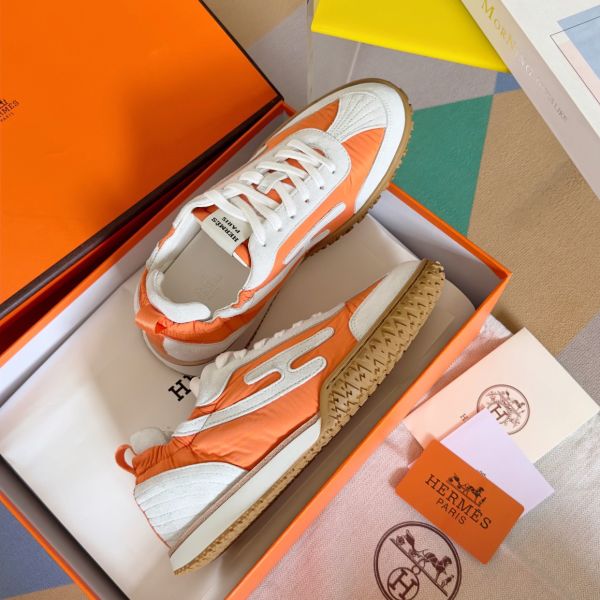 HERM Men's Jet Sneakers in Orange Technical Canvas