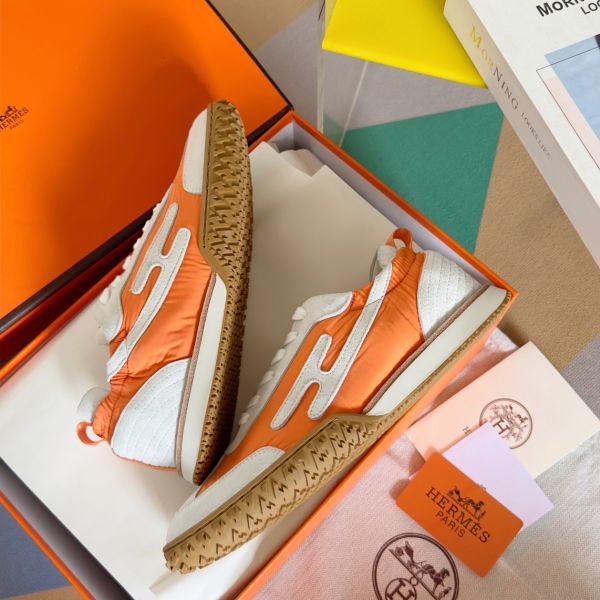 HERM Men's Jet Sneakers in Orange Technical Canvas