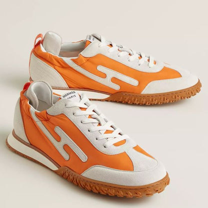 HERM Men's Jet Sneakers in Orange Technical Canvas