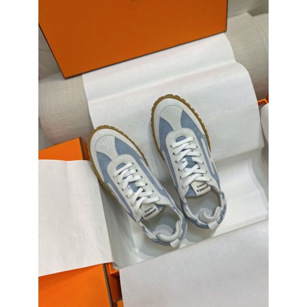 HERM Men's Jet Sneakers in Blue/White Suede Leathe