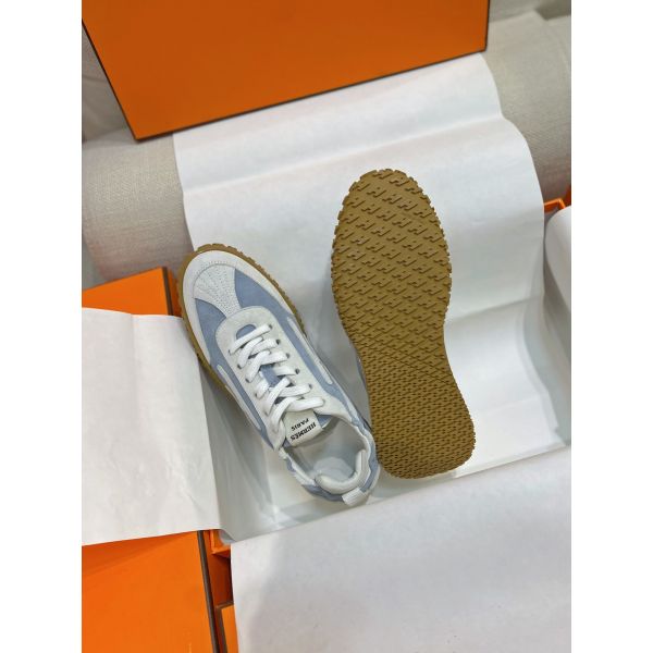 HERM Men's Jet Sneakers in Blue/White Suede Leathe