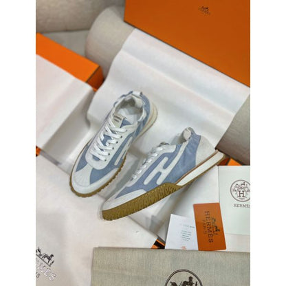 HERM Men's Jet Sneakers in Blue/White Suede Leathe