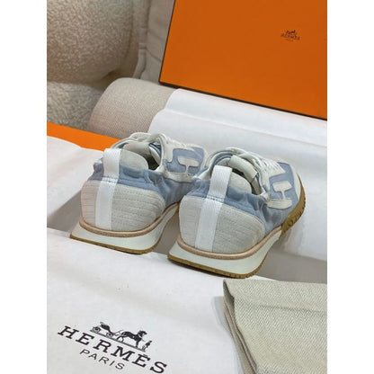 HERM Men's Jet Sneakers in Blue/White Suede Leathe