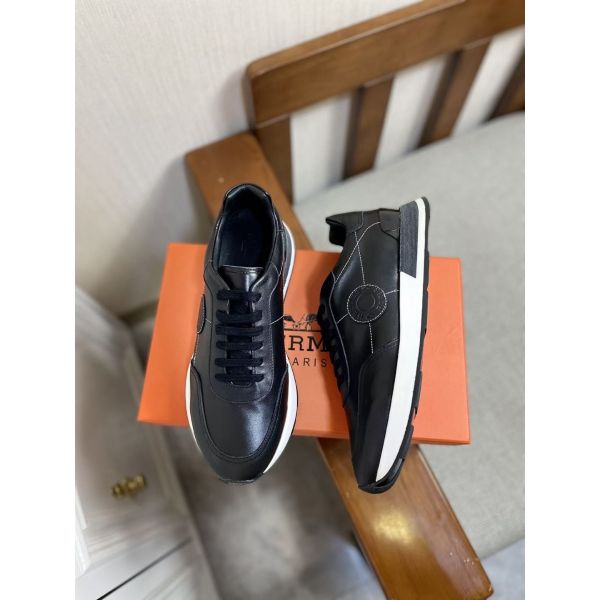 HERM Men's Drive Sneakers In Black Leather