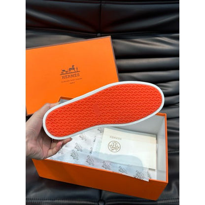 HERM Boomerang Sneakers In Noir Epsom Calfskin