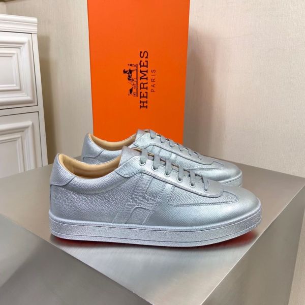 HERM Boomerang Sneakers In Silver Epsom Leather