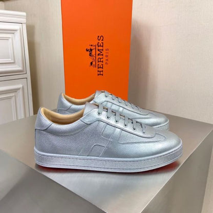 HERM Boomerang Sneakers In Silver Epsom Leather