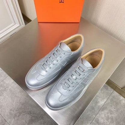 HERM Boomerang Sneakers In Silver Epsom Leather