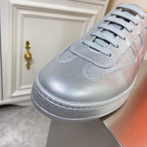 HERM Boomerang Sneakers In Silver Epsom Leather