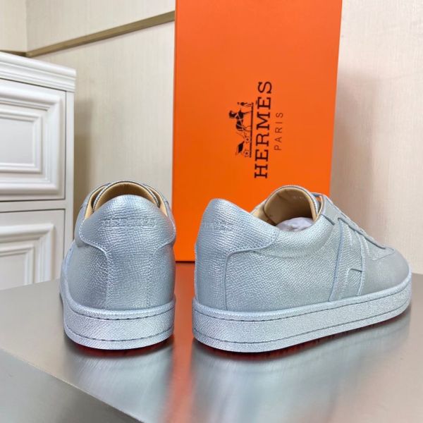 HERM Boomerang Sneakers In Silver Epsom Leather