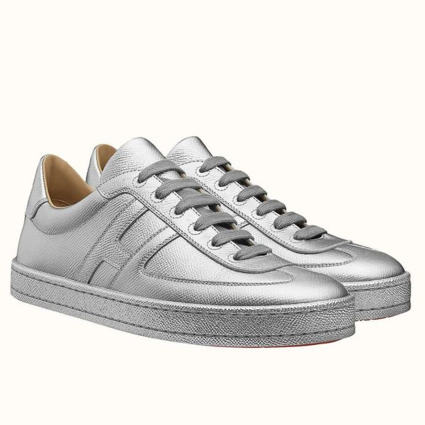 HERM Boomerang Sneakers In Silver Epsom Leather