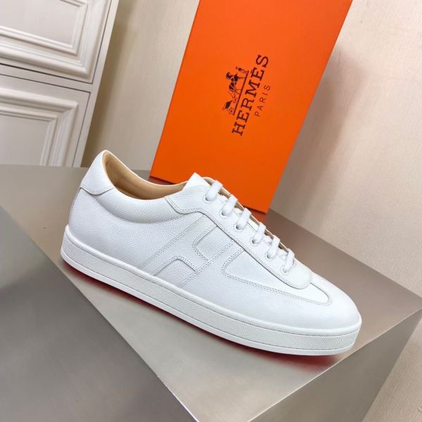 HERM Boomerang Sneakers In White Epsom Leather