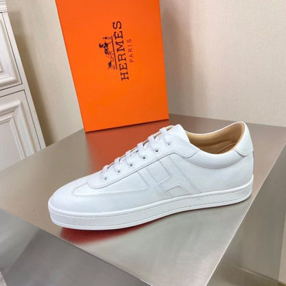 HERM Boomerang Sneakers In White Epsom Leather