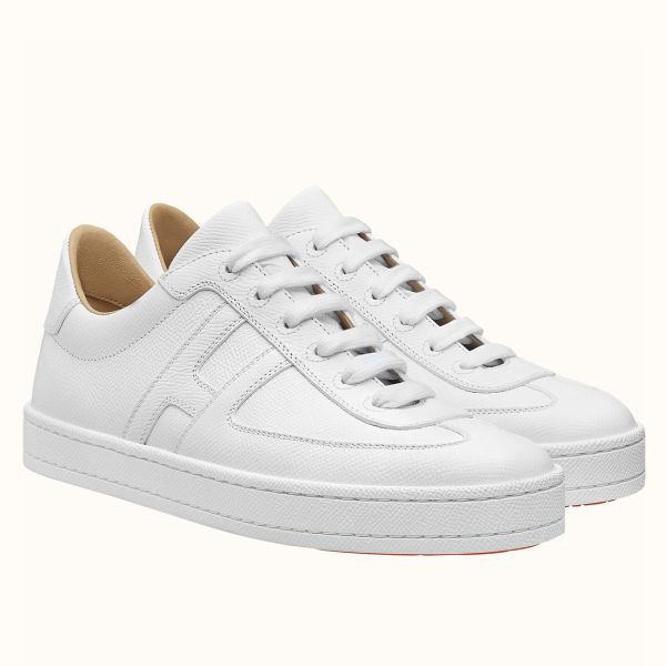 HERM Boomerang Sneakers In White Epsom Leather