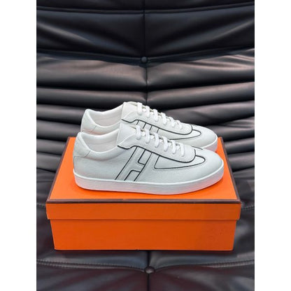 HERM Boomerang Sneakers In White Epsom Calfskin
