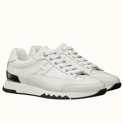 HERM Men's Trail Sneakers In White Calfskin Leather