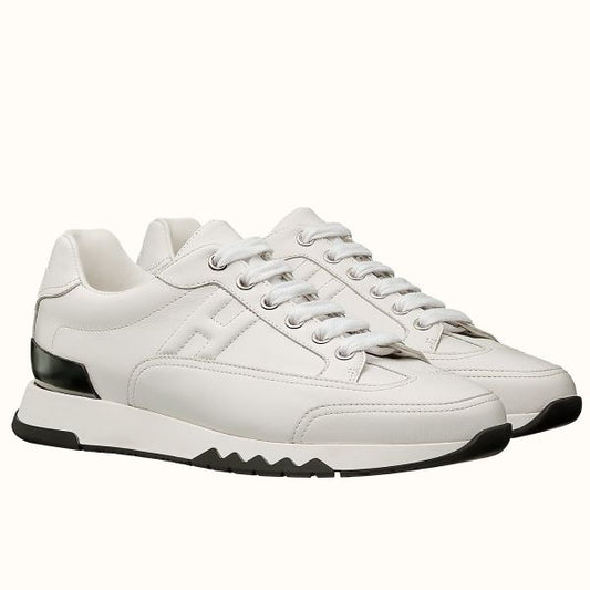 HERM Men's Trail Sneakers In White Calfskin Leather