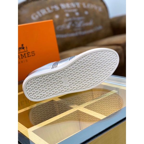 HERM Men's Avantage Sneakers In Grey Metallic Leather