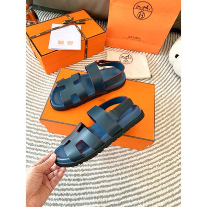 HERM Men's Genius Sandals In Blue Calfskin