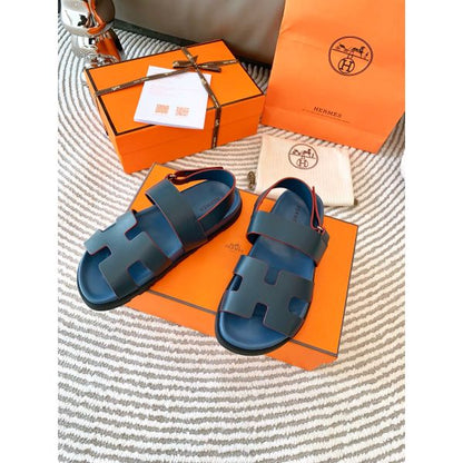 HERM Men's Genius Sandals In Blue Calfskin